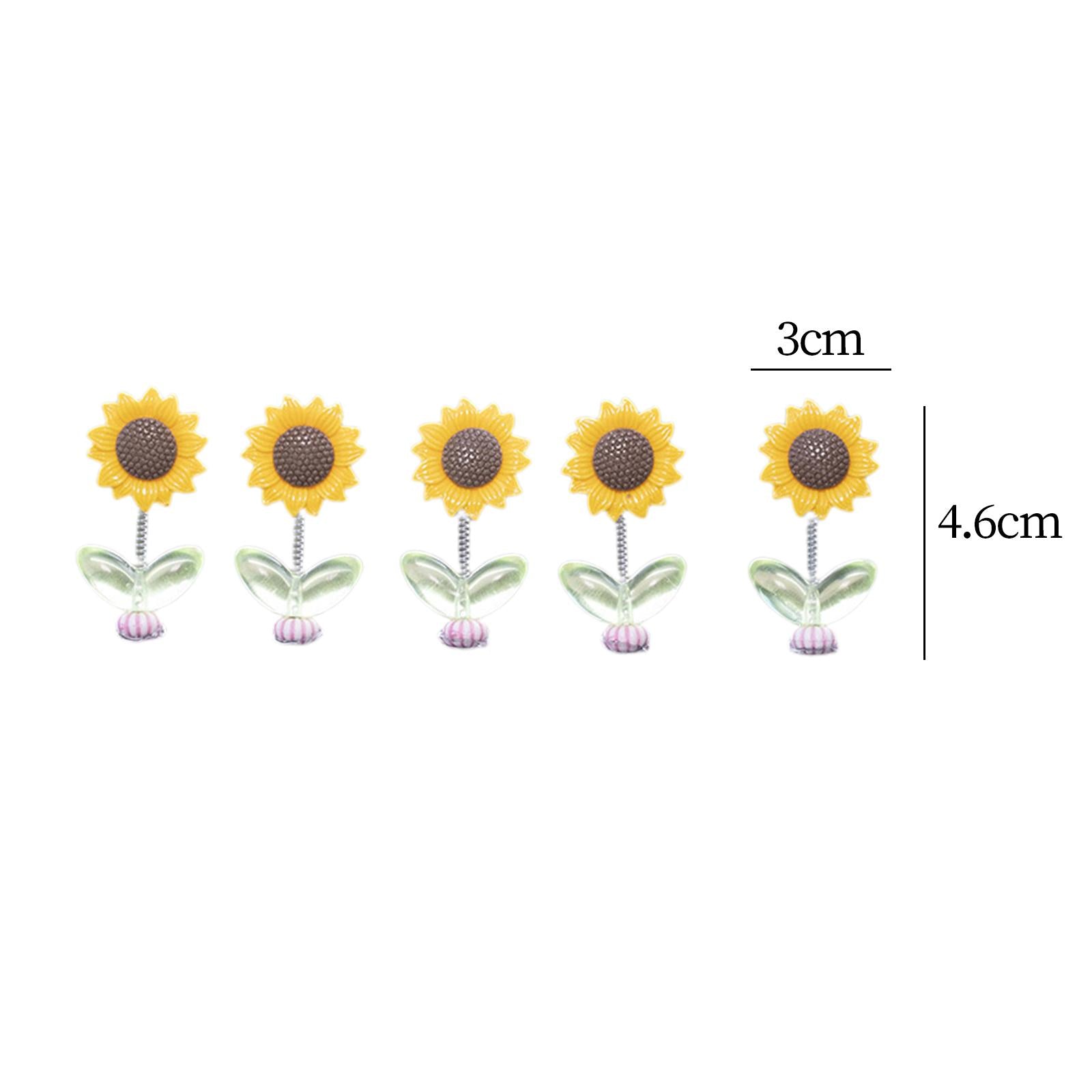 5Pcs Shaking Head Sunflower Dashboard Decoration Car Center Console Ornament