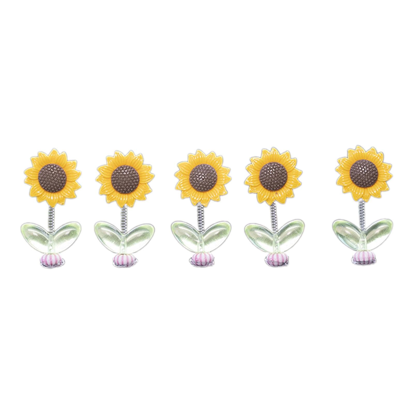 5Pcs Shaking Head Sunflower Dashboard Decoration Car Center Console Ornament