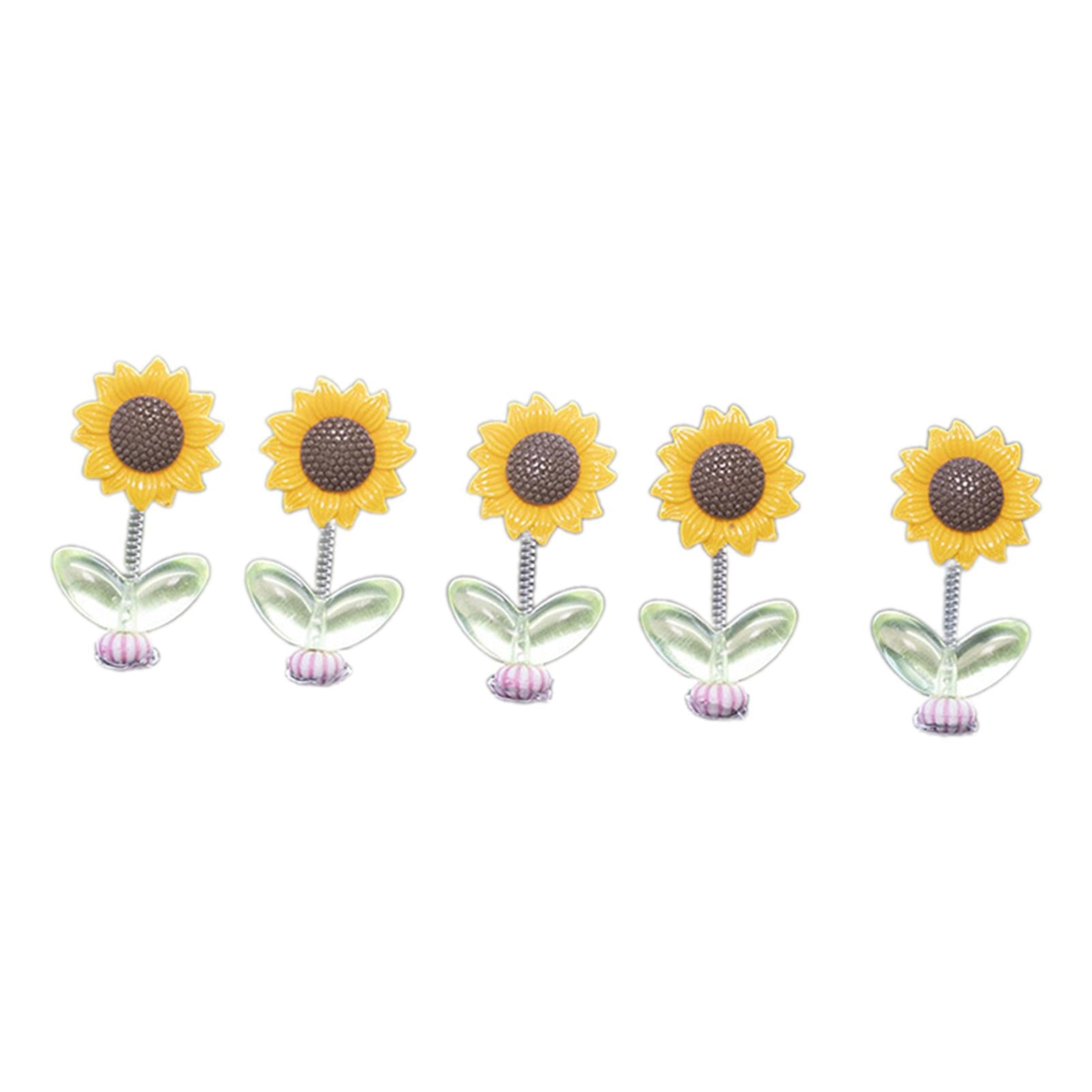 5Pcs Shaking Head Sunflower Dashboard Decoration Car Center Console Ornament