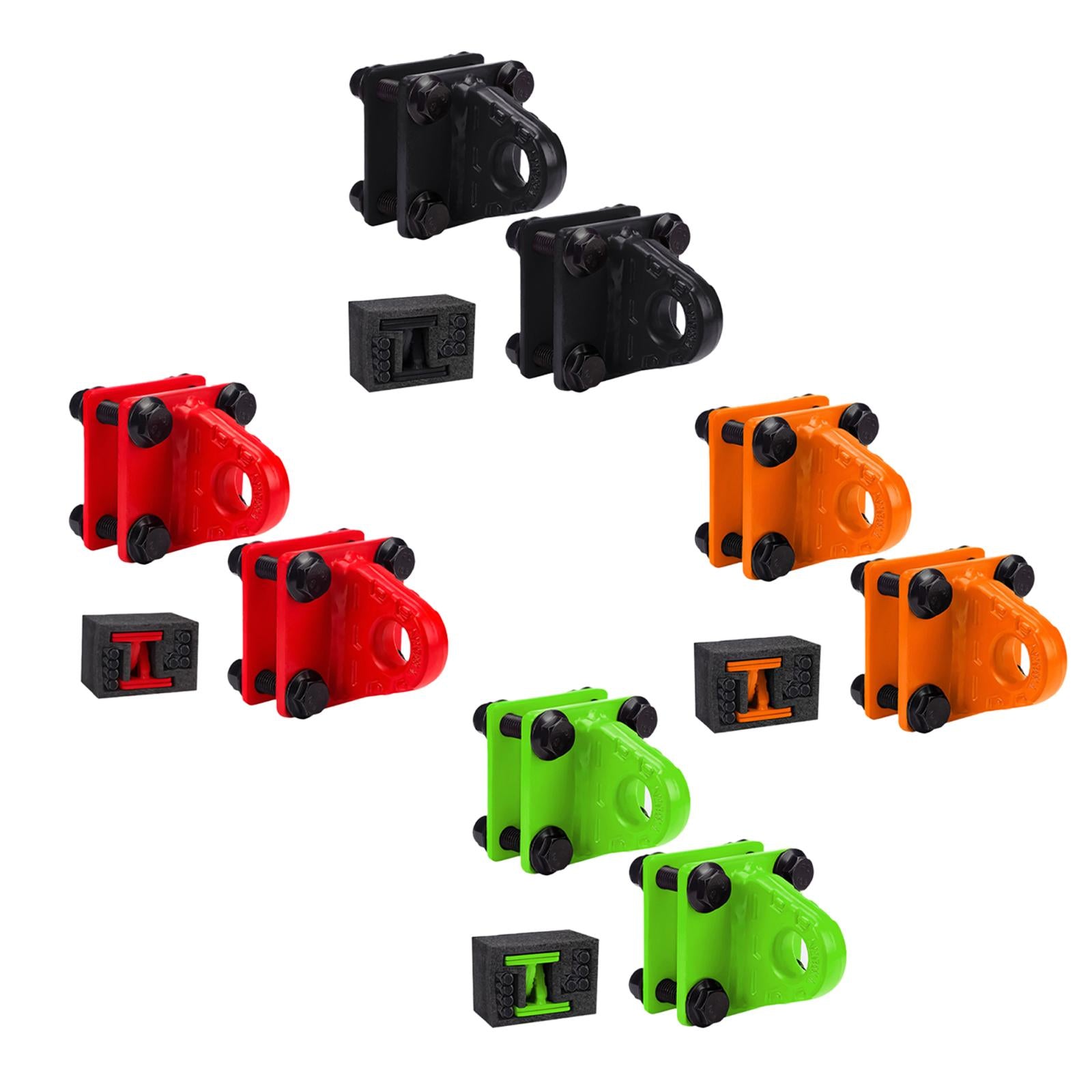 2x D Ring Shackles Mount Bracket with Backer Plate for ATV UTV Tractors Red