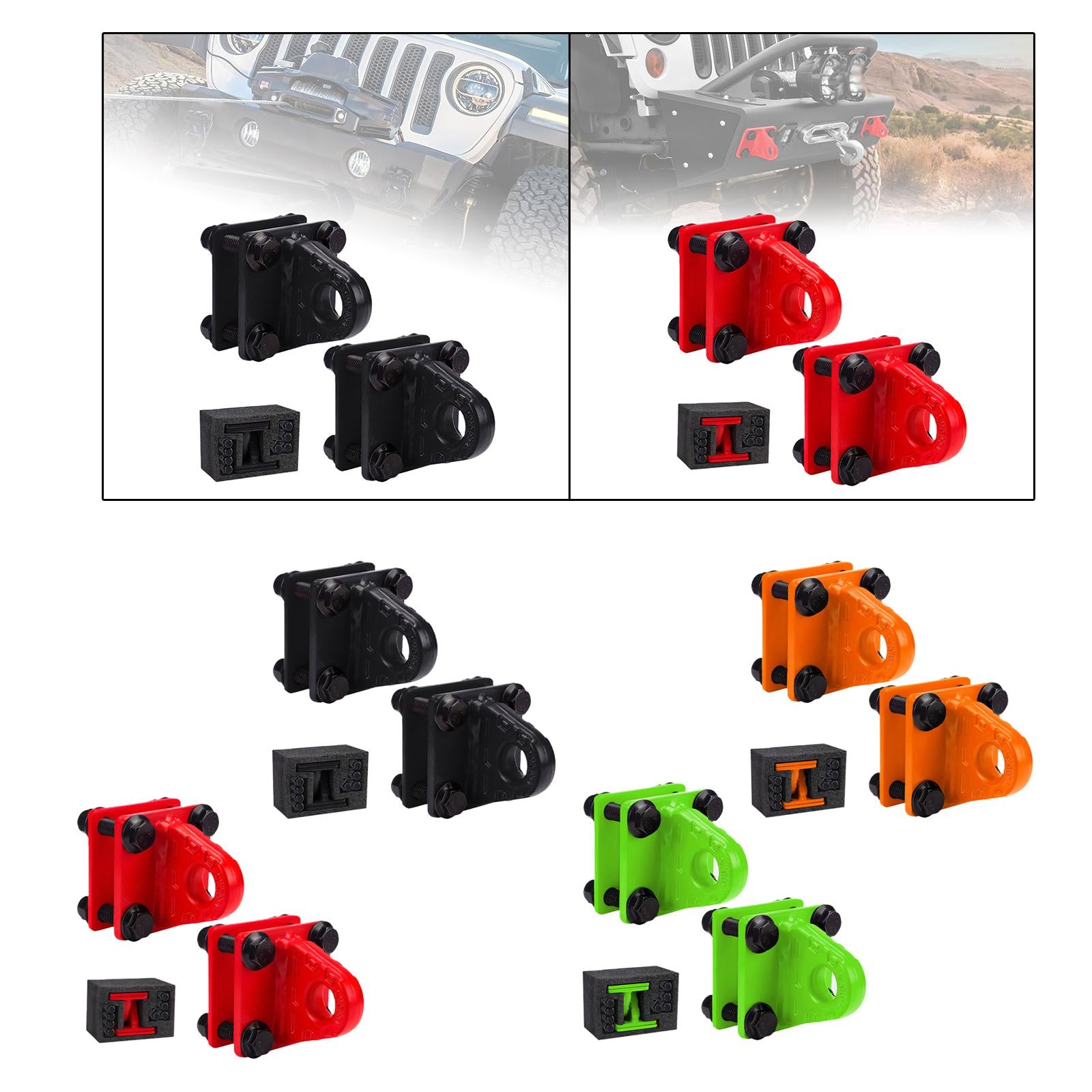 2x D Ring Shackles Mount Bracket with Backer Plate for ATV UTV Tractors Red