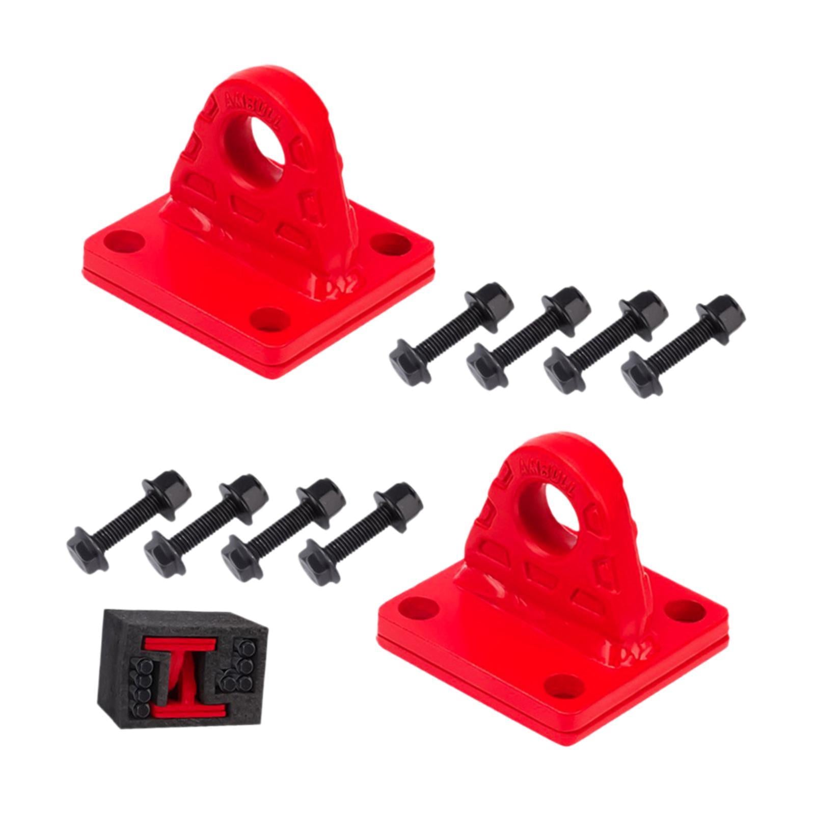 2x D Ring Shackles Mount Bracket with Backer Plate for ATV UTV Tractors Red