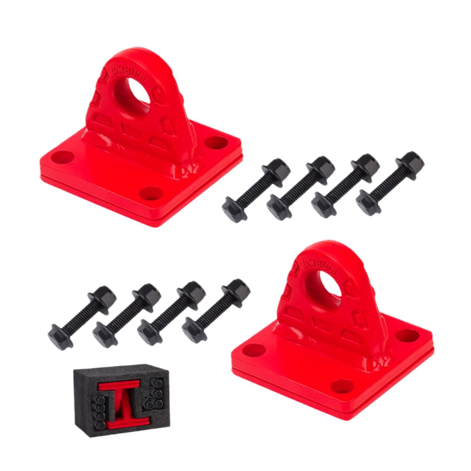 2x D Ring Shackles Mount Bracket with Backer Plate for ATV UTV Tractors Red