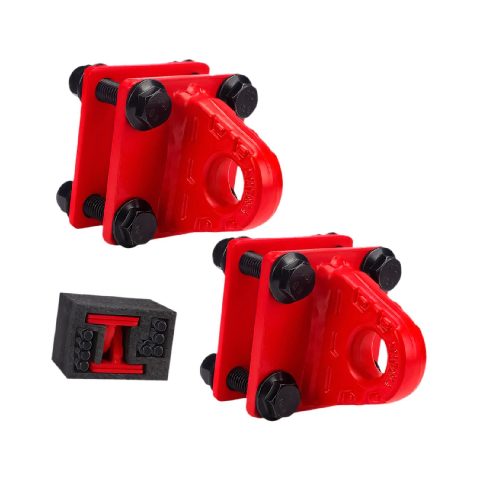 2x D Ring Shackles Mount Bracket with Backer Plate for ATV UTV Tractors Red
