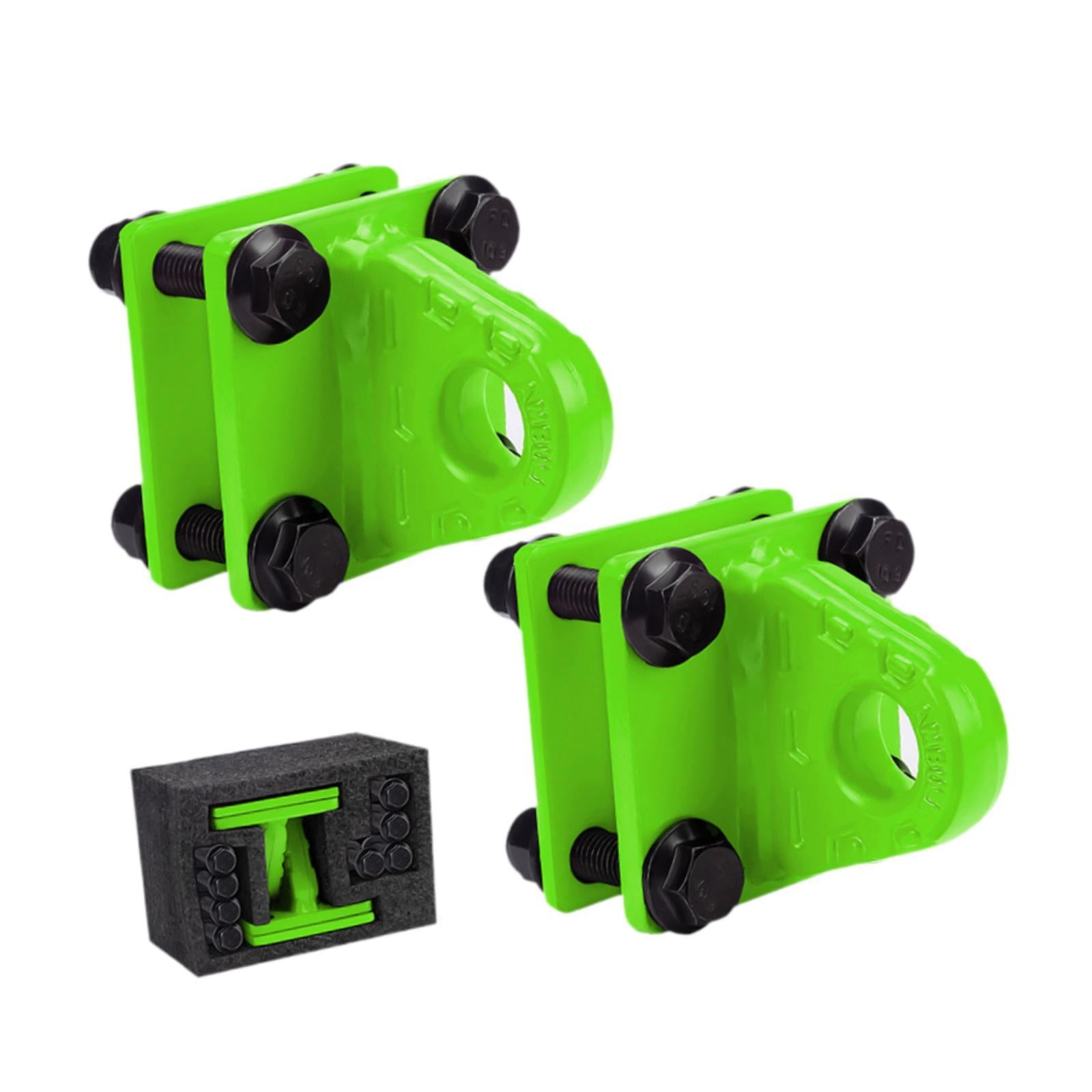 2x D Ring Shackles Mount Bracket with Backer Plate for ATV UTV Tractors Green