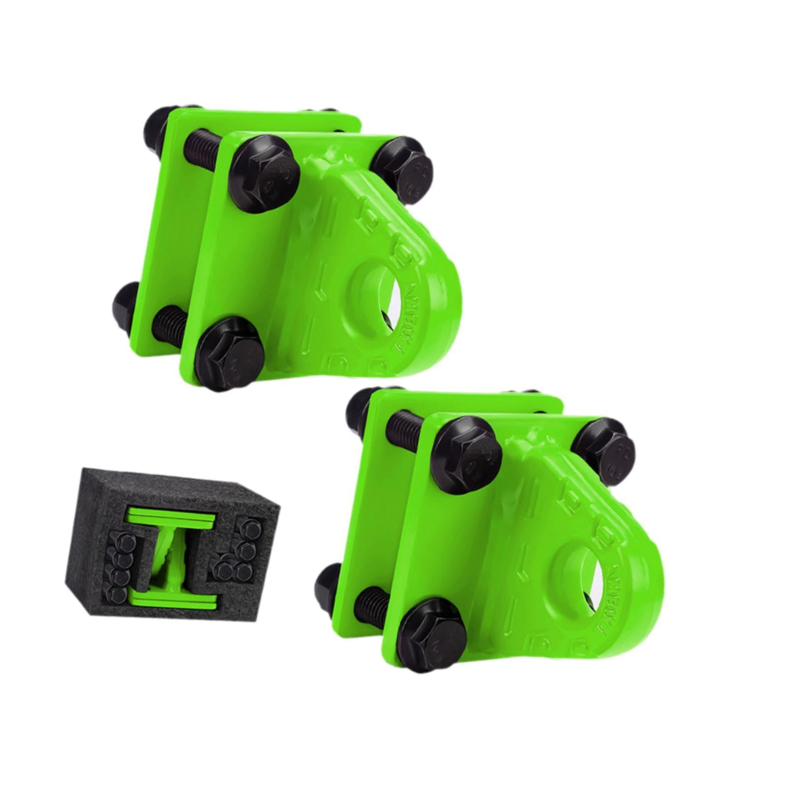 2x D Ring Shackles Mount Bracket with Backer Plate for ATV UTV Tractors Green