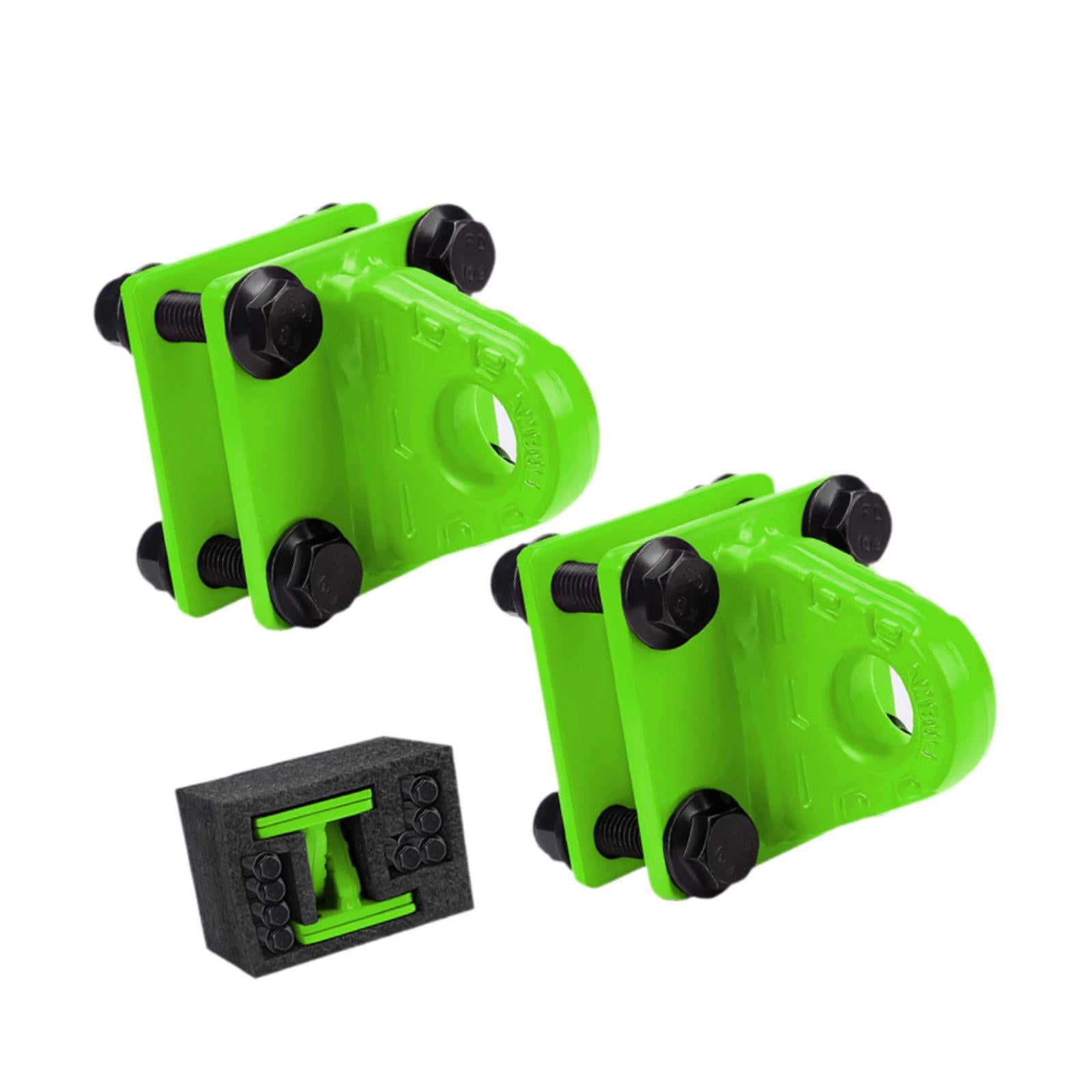 2x D Ring Shackles Mount Bracket with Backer Plate for ATV UTV Tractors Green