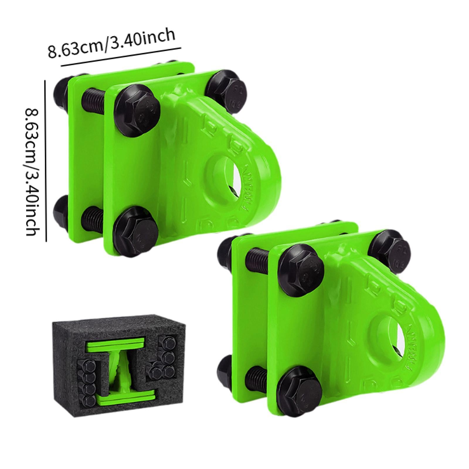 2x D Ring Shackles Mount Bracket with Backer Plate for ATV UTV Tractors Green