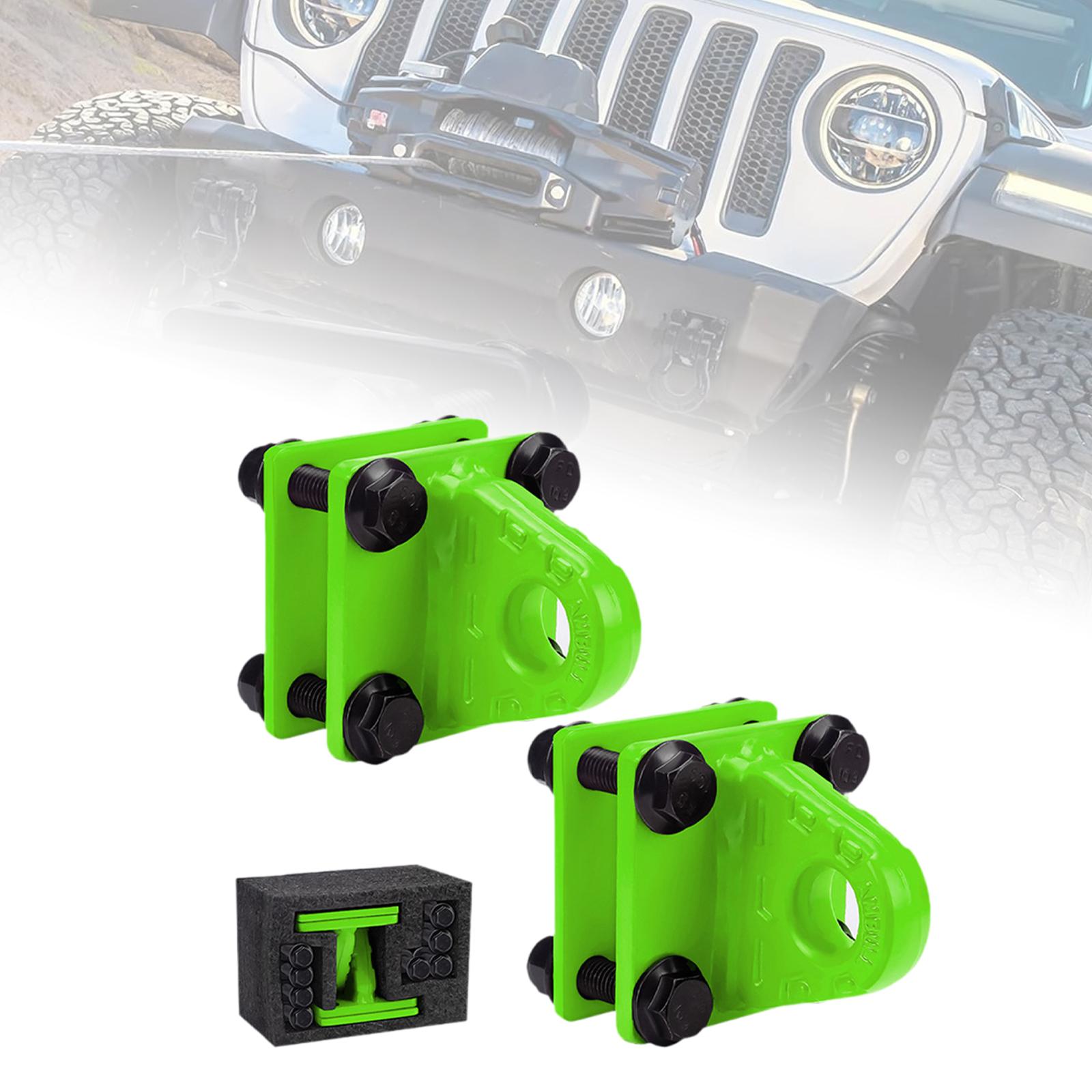 2x D Ring Shackles Mount Bracket with Backer Plate for ATV UTV Tractors Green