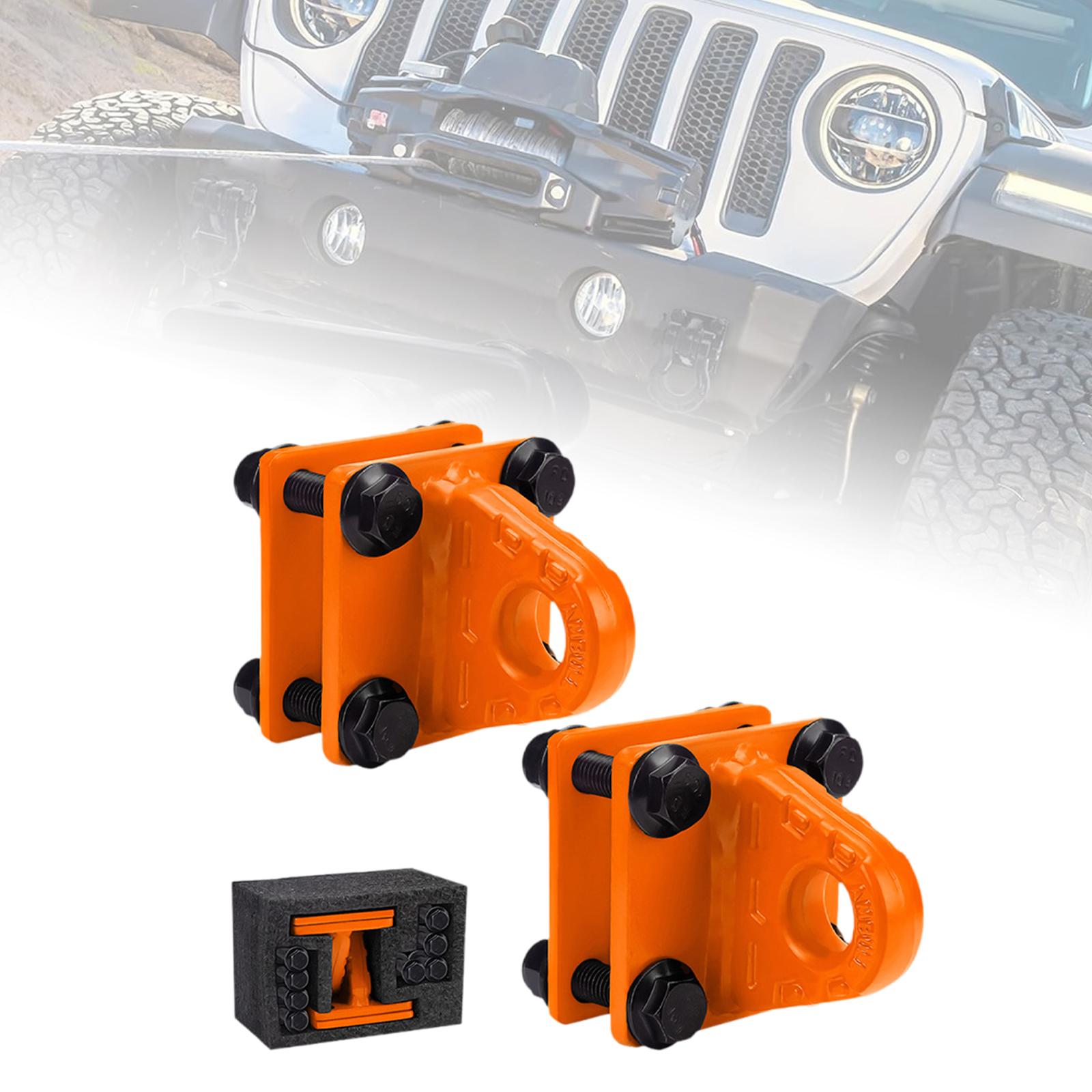 2x D Ring Shackles Mount Bracket with Backer Plate for ATV UTV Tractors Orange