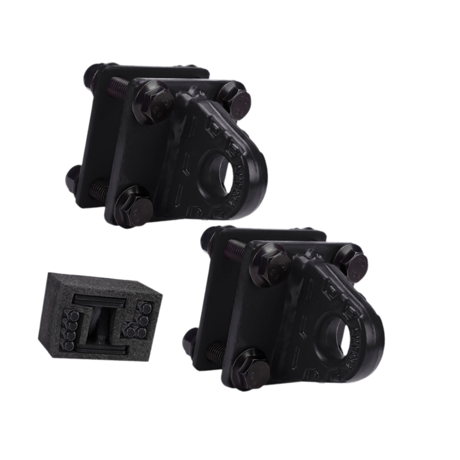 2x D Ring Shackles Mount Bracket with Backer Plate for ATV UTV Tractors Black