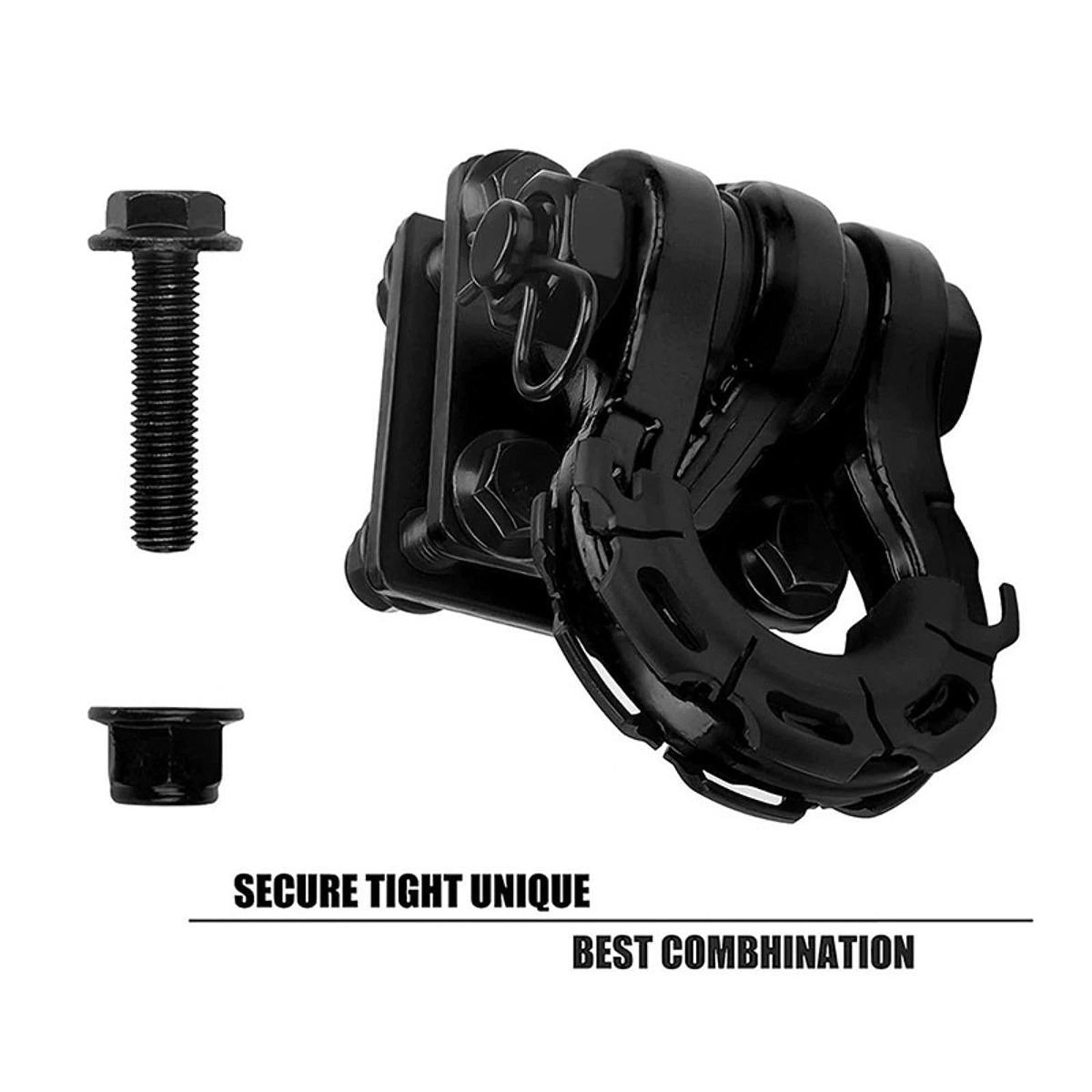 2x D Ring Shackles Mount Bracket with Backer Plate for ATV UTV Tractors Black