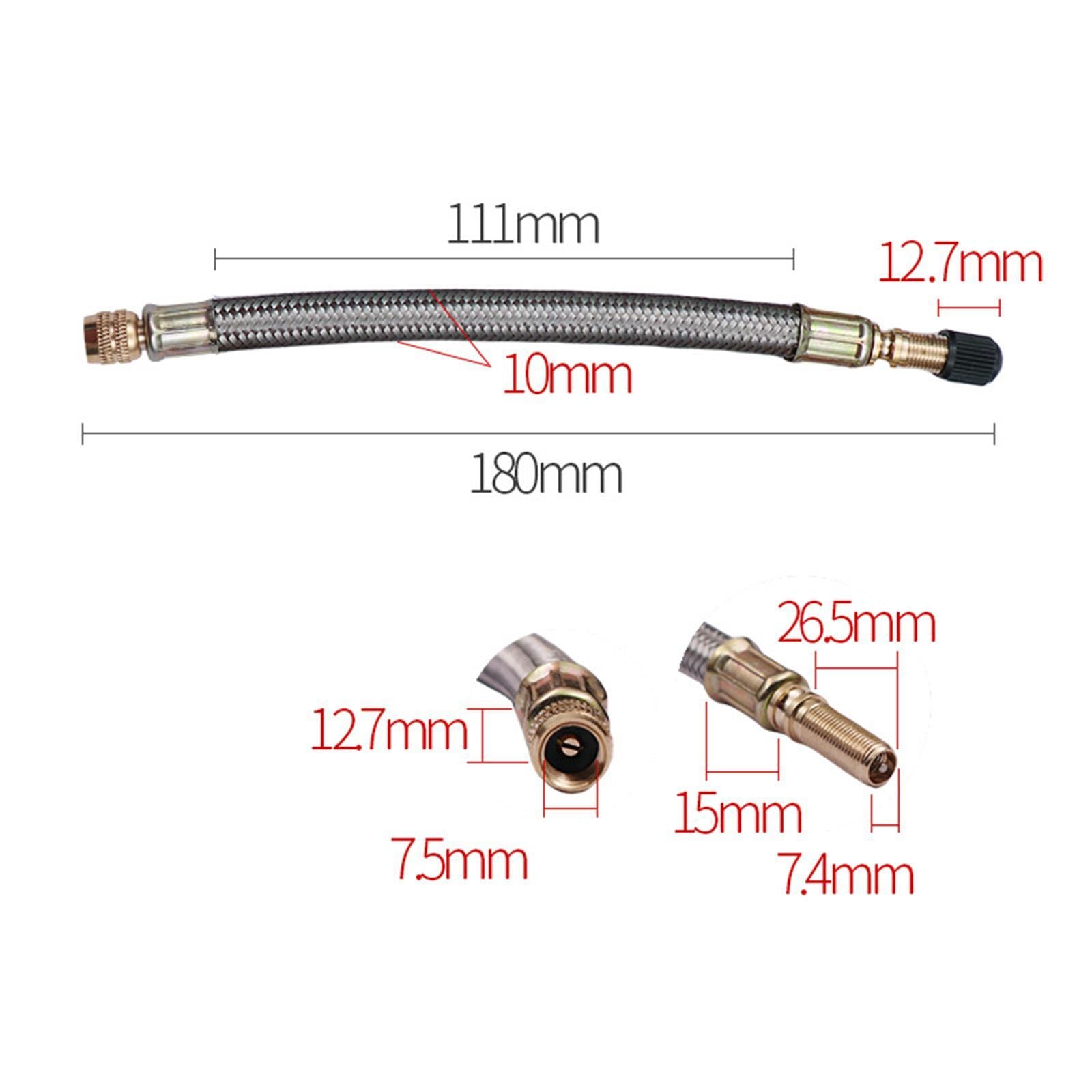 Tire Valve Extension Adapter for Bicycles Portable Air Compressor Bikes 180mm metal sleeve