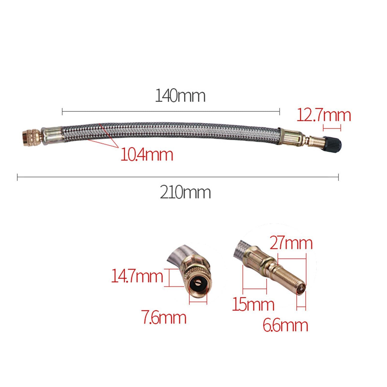 Tire Valve Extension Adapter for Bicycles Portable Air Compressor Bikes 210mm metal sleeve