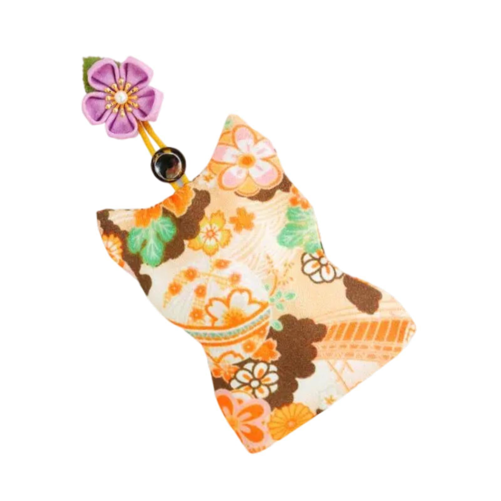 Pull Out Key Case Key Case Cover Portable Gift Cherry Blossom Car Keys Pouch Orange Flower