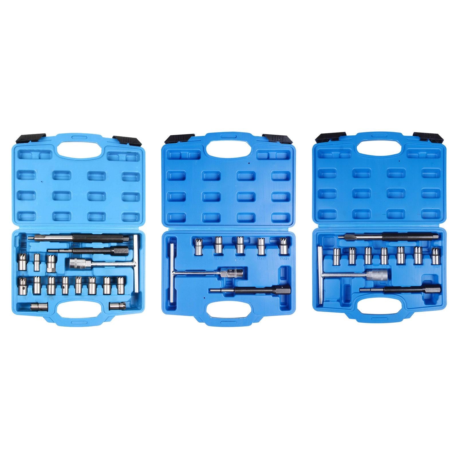 Diesel Injector Seat Cutter Tool Set Automotive Accessories with Storage Box 17Pcs