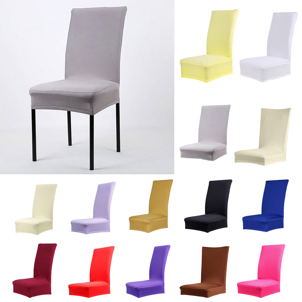 4Pcs Solid Color Polyester Spandex Dining Stool Chair Cover Slipcover Beige