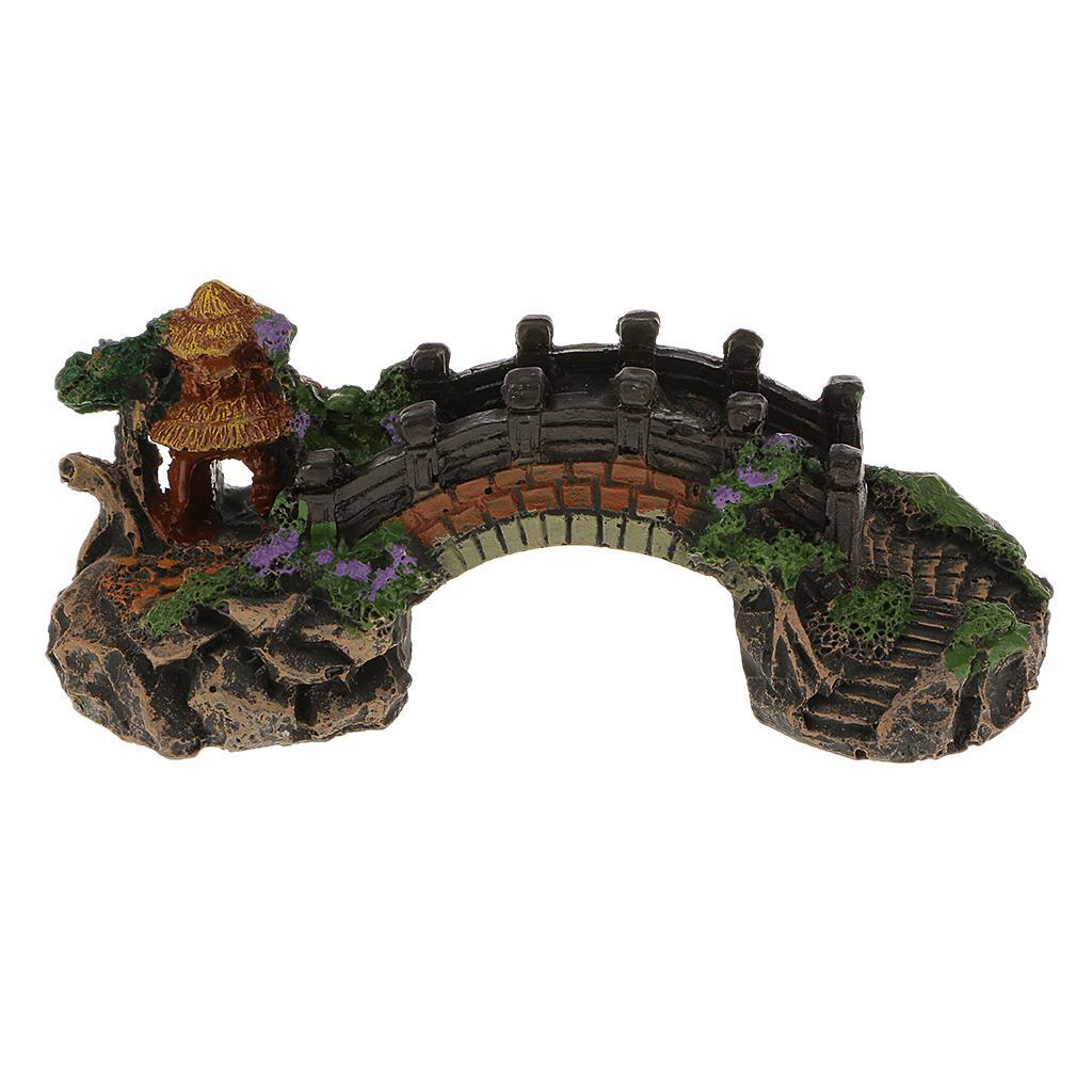 Aquarium Ornament Artificial Bridge Water Plant Grass For Fish Tank Cave