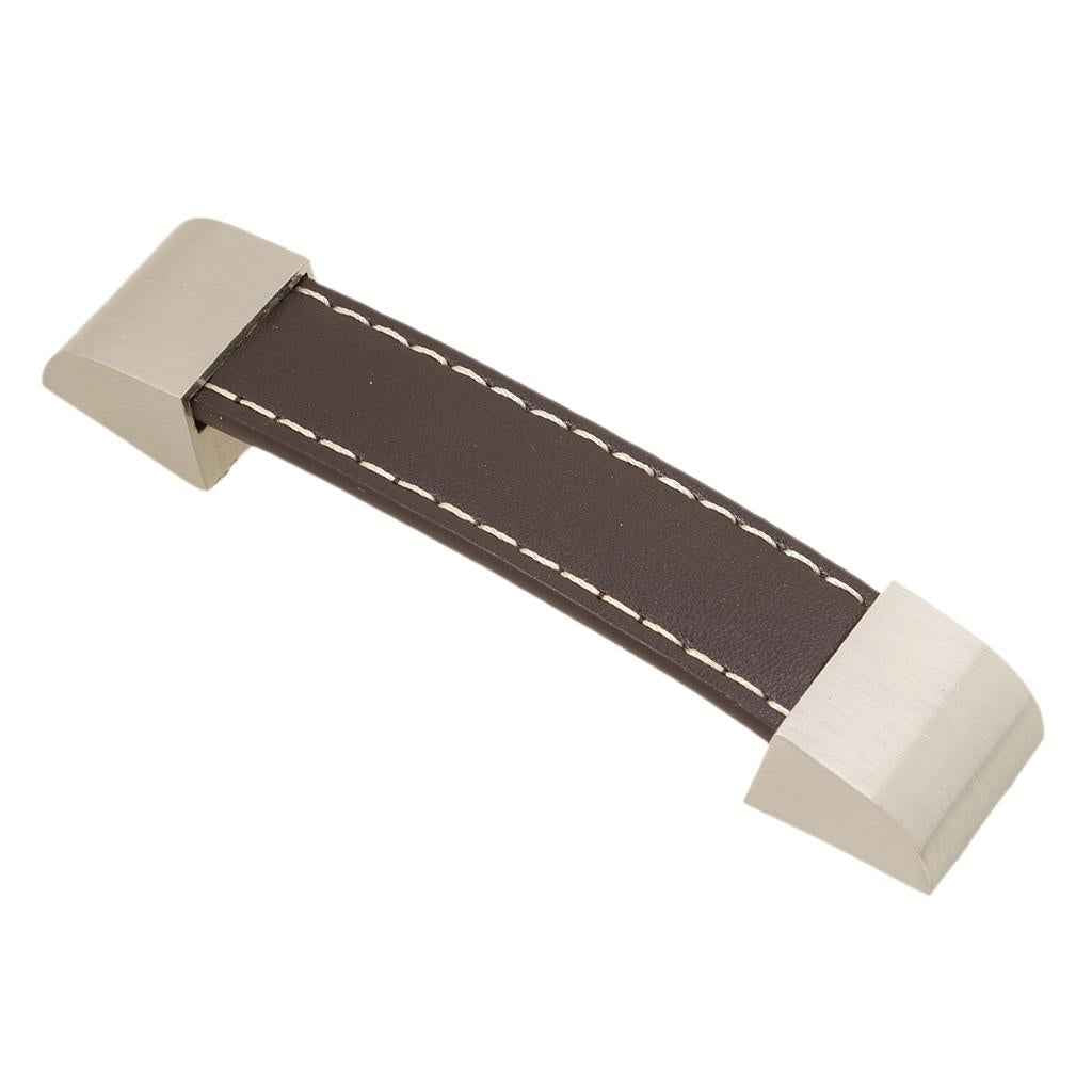 96mm Modern Leather Kitchen Cabinet Cupboard Door Drawer Pull Handle -Brown