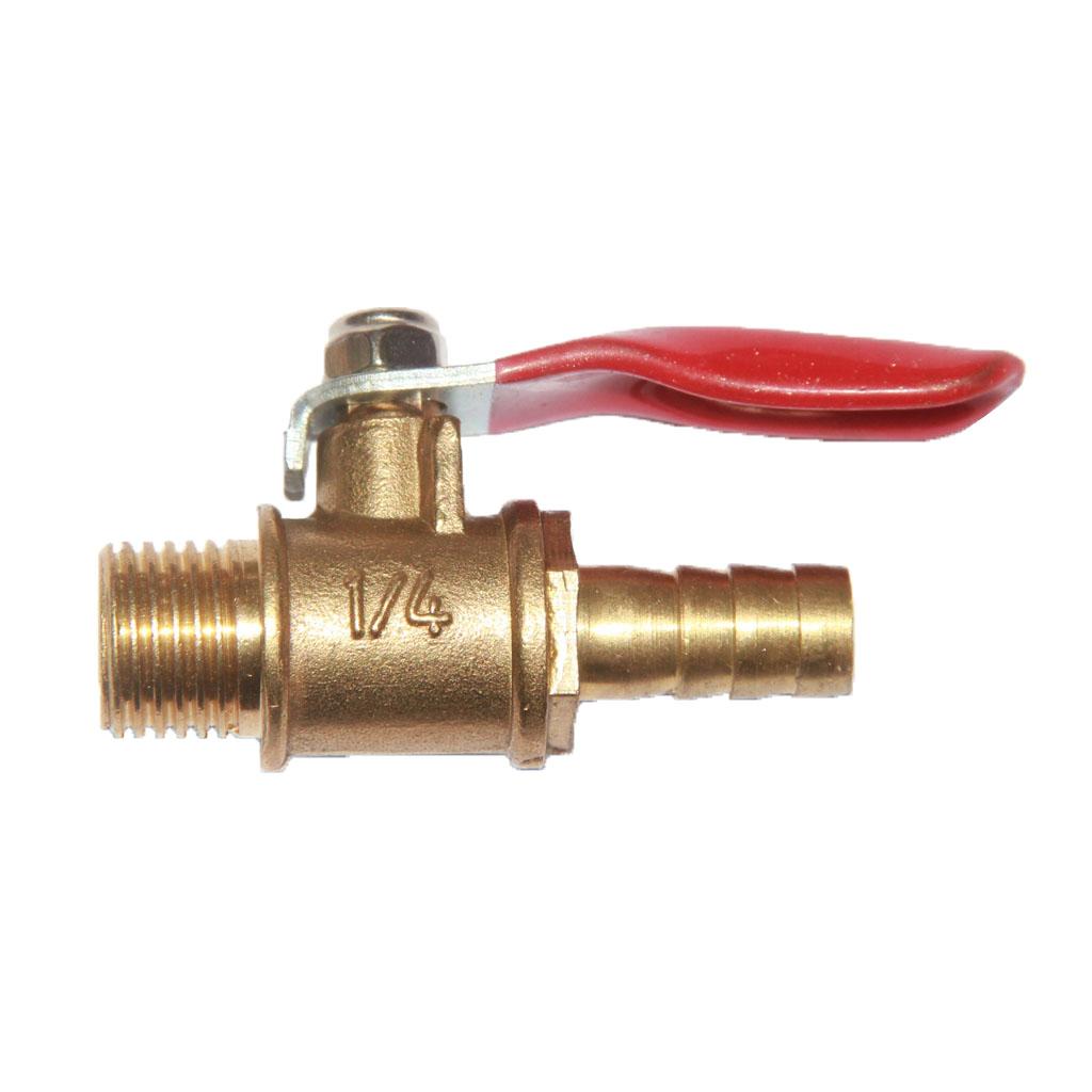 2Pcs Female to Male 1/4 Full Port Brass Ball Valve Shut Off Switch DN8 Red