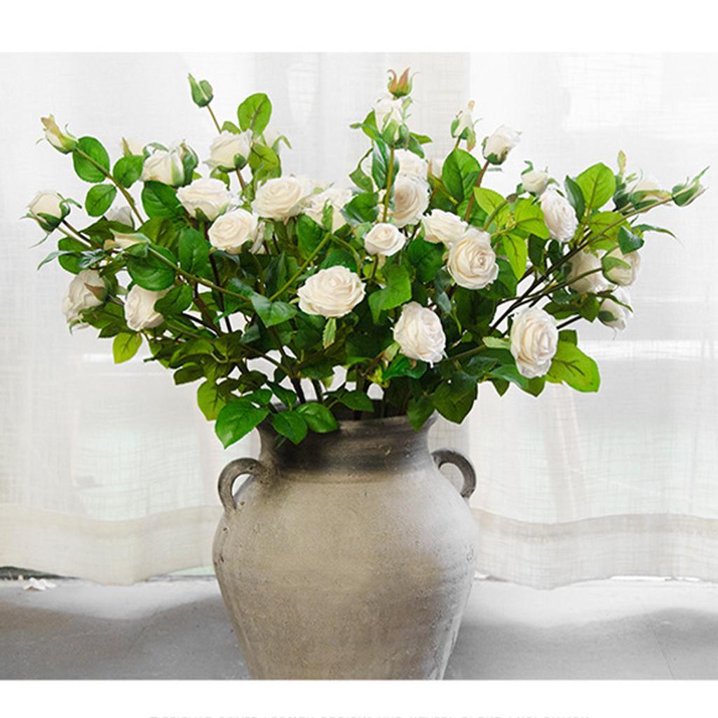 Bunch of 10 Wedding Party Decoration Silk Rose Artificial Flower White