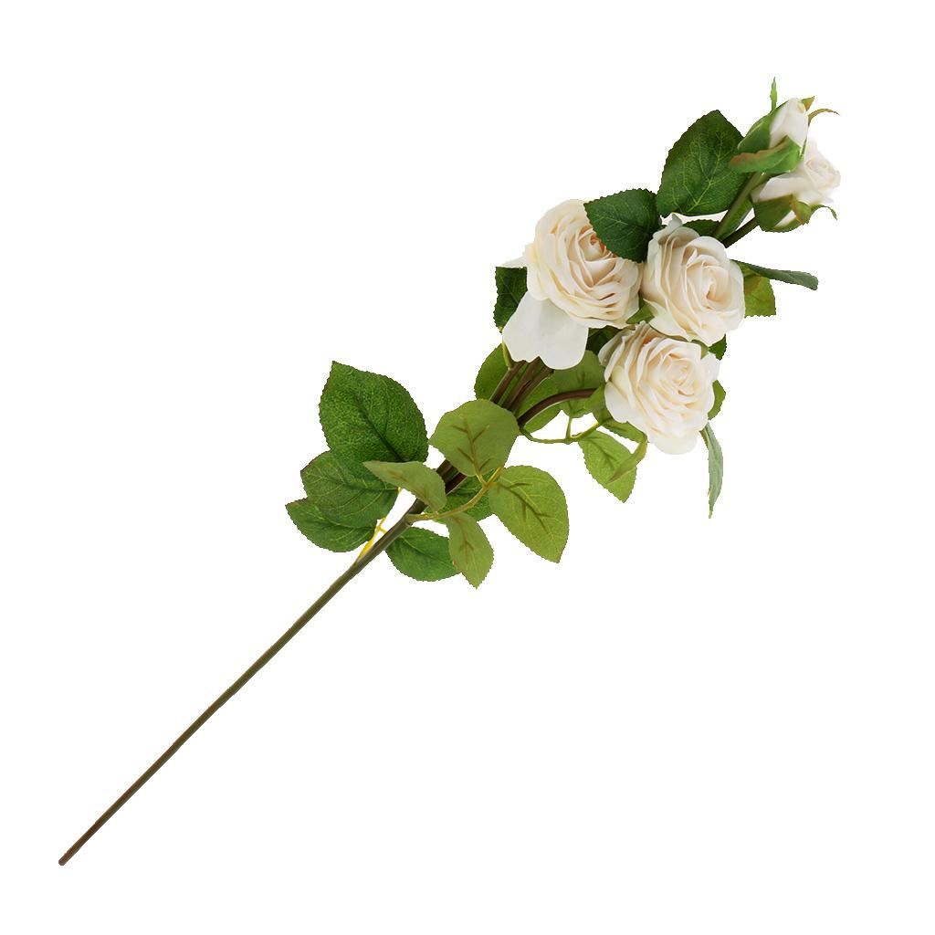 Bunch of 5 Wedding Party Decoration Silk Rose Artificial Flower White