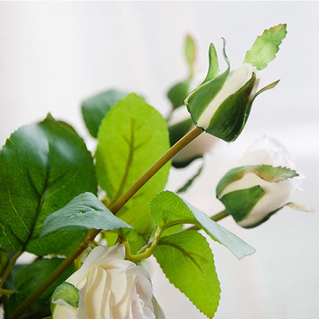 8Pc Wedding Party Decoration Silk Rose Artificial Flower White