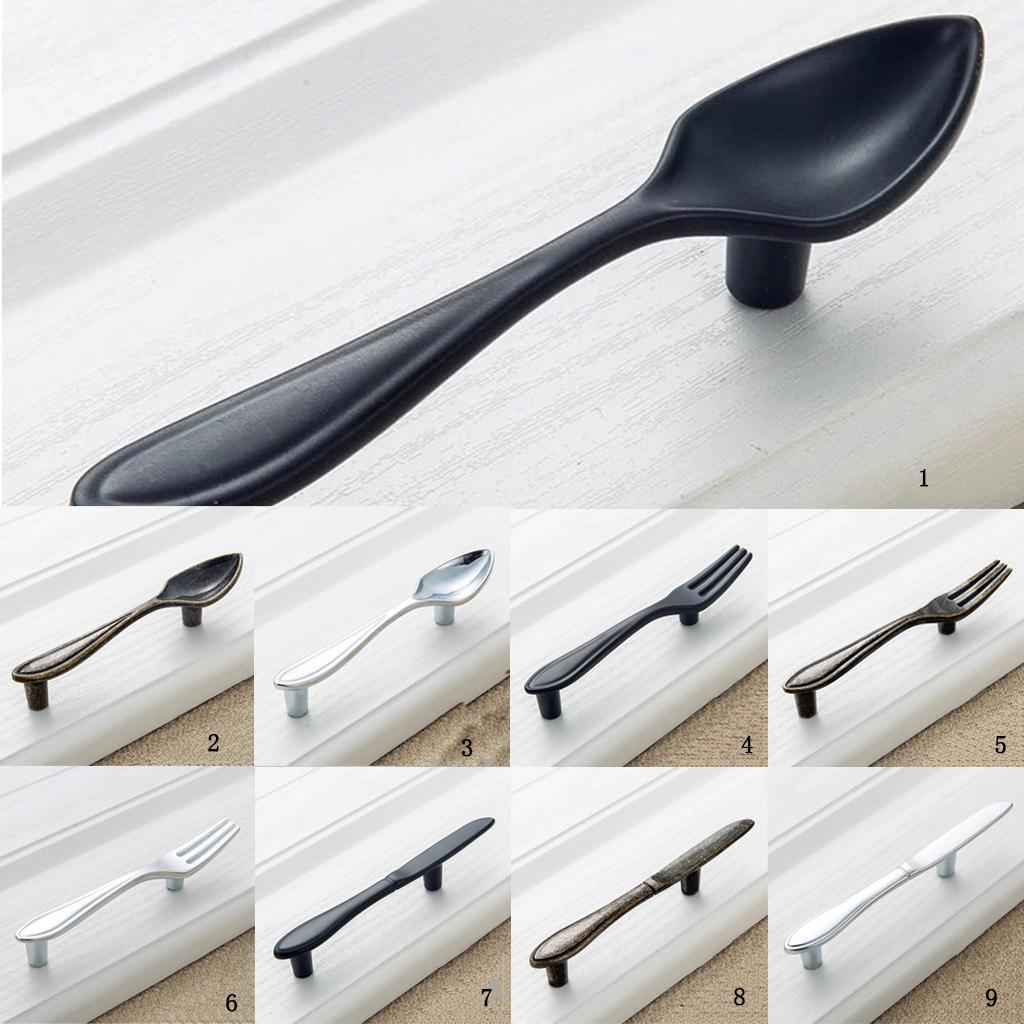 Creative Spoon Pull Handle Kitchen Cabinet Cupboard Knob 112mm Matt Black