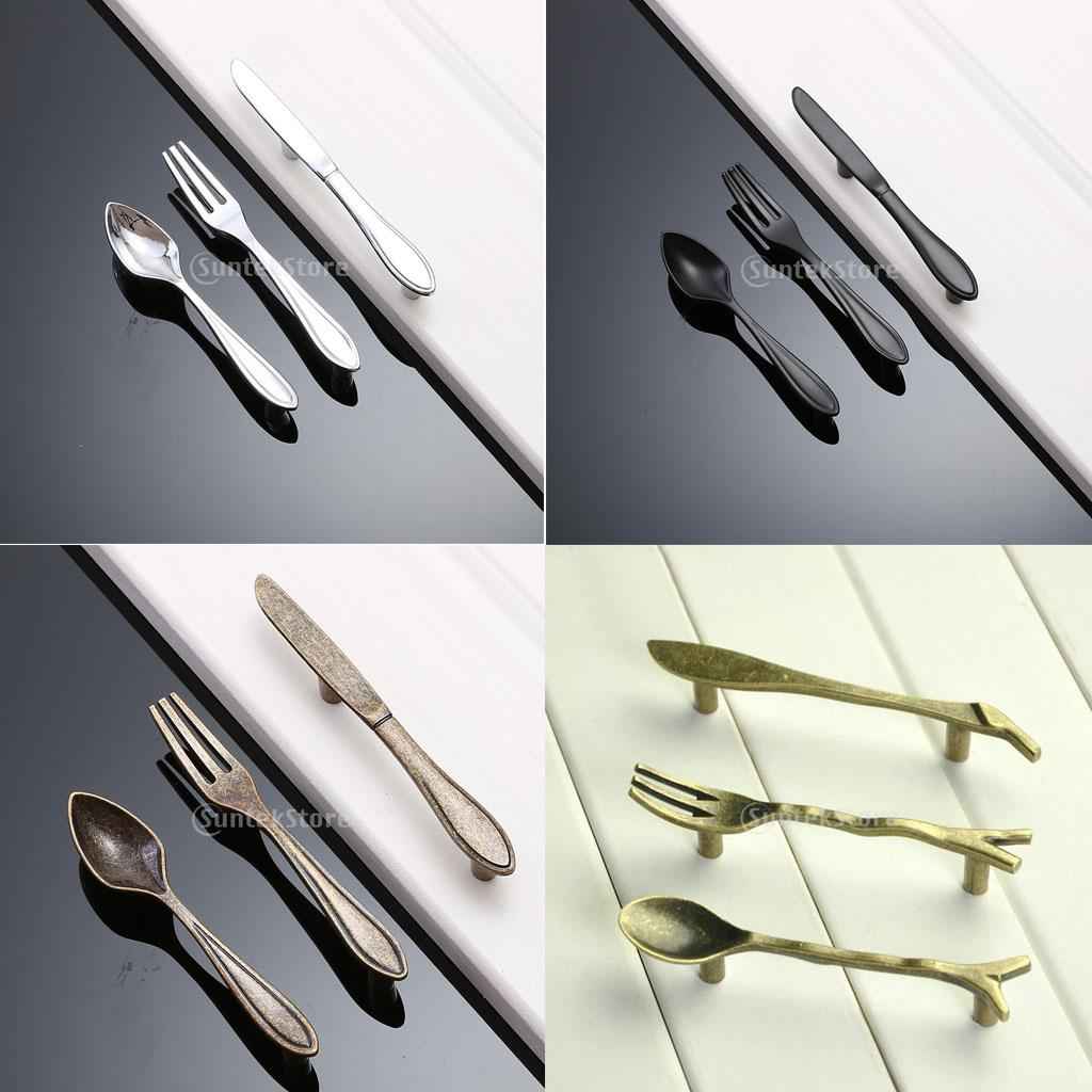 Creative Spoon Pull Handle Kitchen Cabinet Cupboard Knob 112mm Matt Black