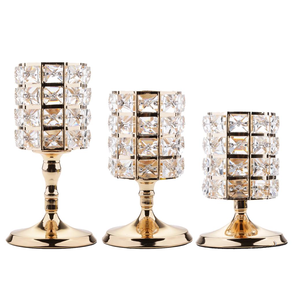 3Pieces Crystal Votive Tealight Candle Holders Wedding Table Centerpieces 2