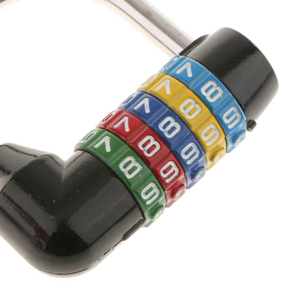 Zinc Alloy 5 Dial Digit Combination Padlock Travel Code Password Lock Black