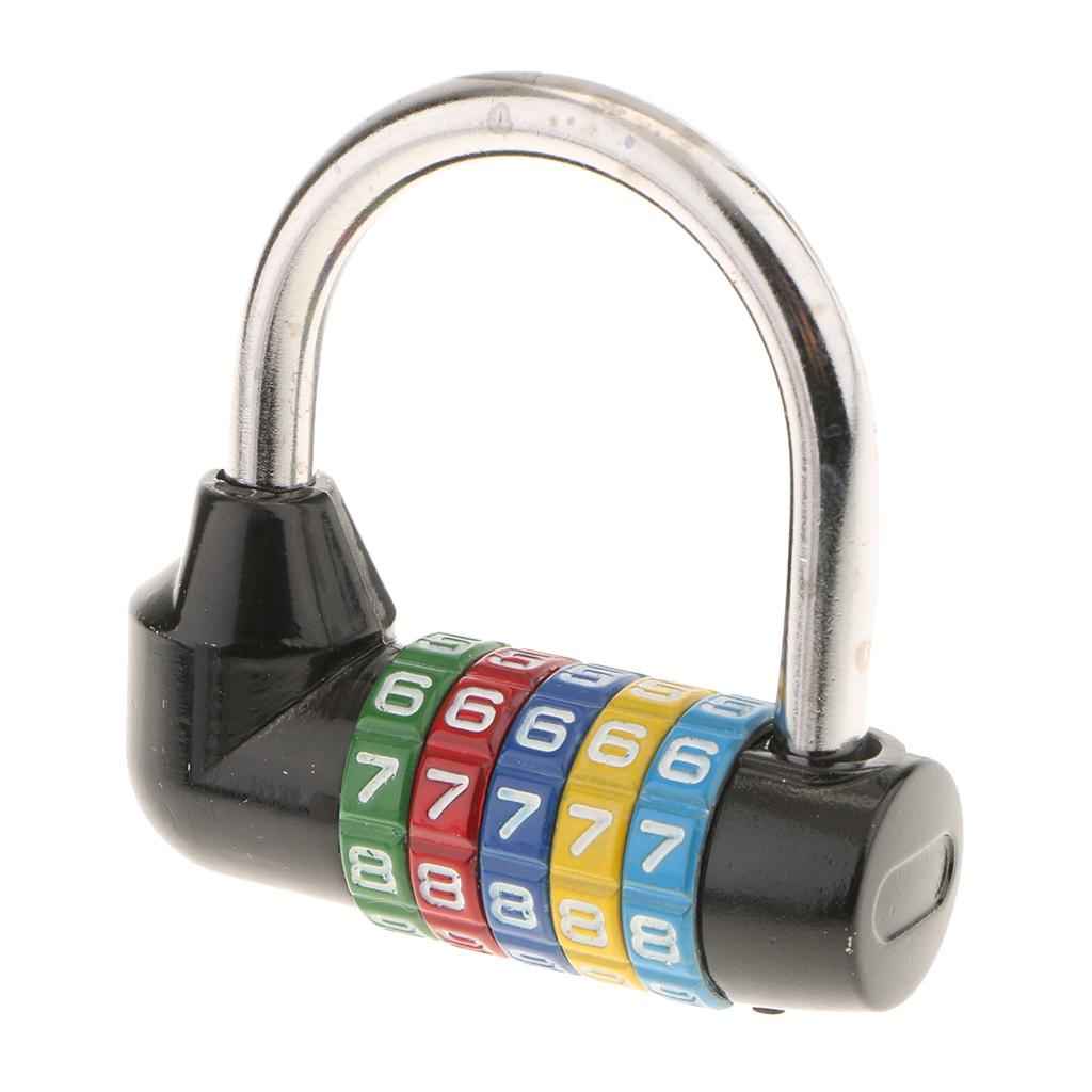 Zinc Alloy 5 Dial Digit Combination Padlock Travel Code Password Lock Black
