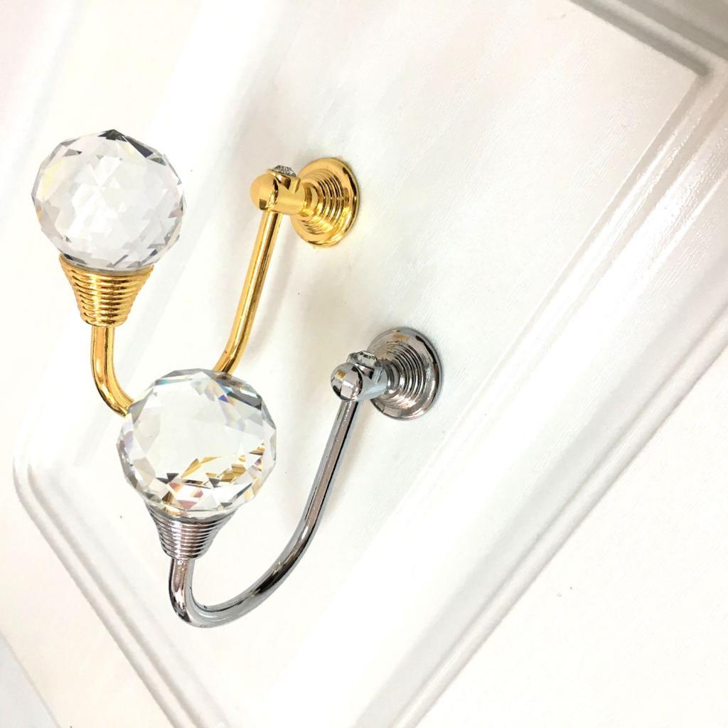 2Pcs Crystal White Solid Zinc Alloy Curtain Hook Wall Hook Door Hanger