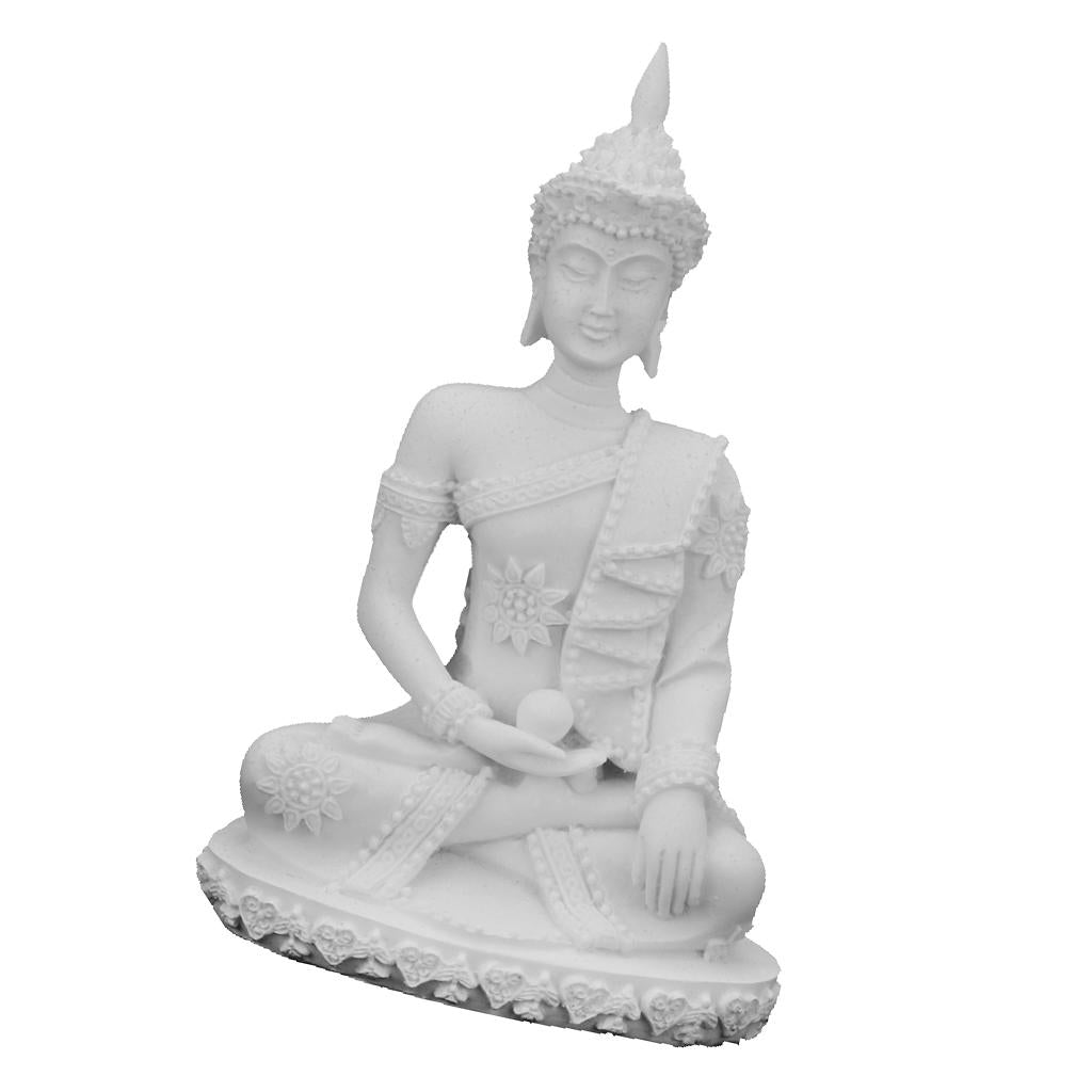 2x Handcarved Sandstone Sitting Meditation Buddha Statue Sculpture Figurine