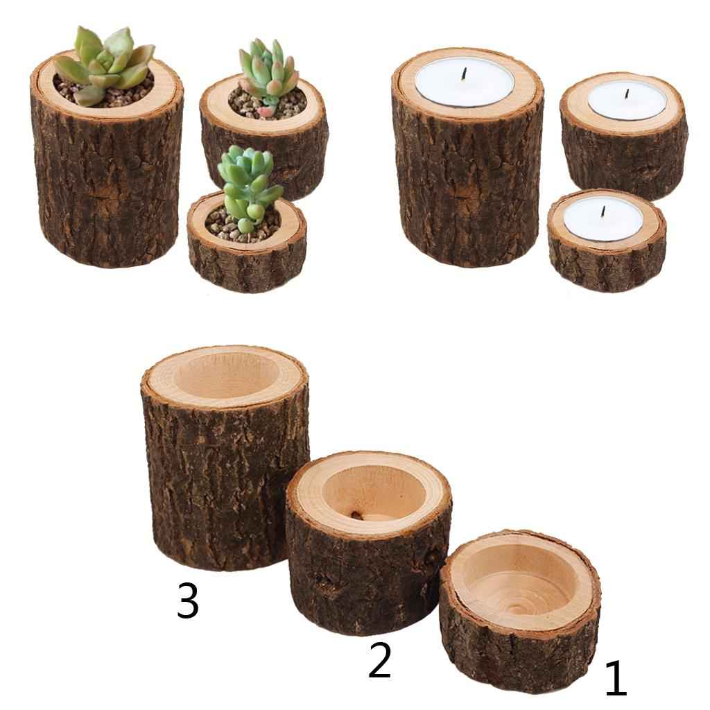 Tree Stump Wooden Candle Holder Tea Light Holder Wedding Decoration 2.5cm