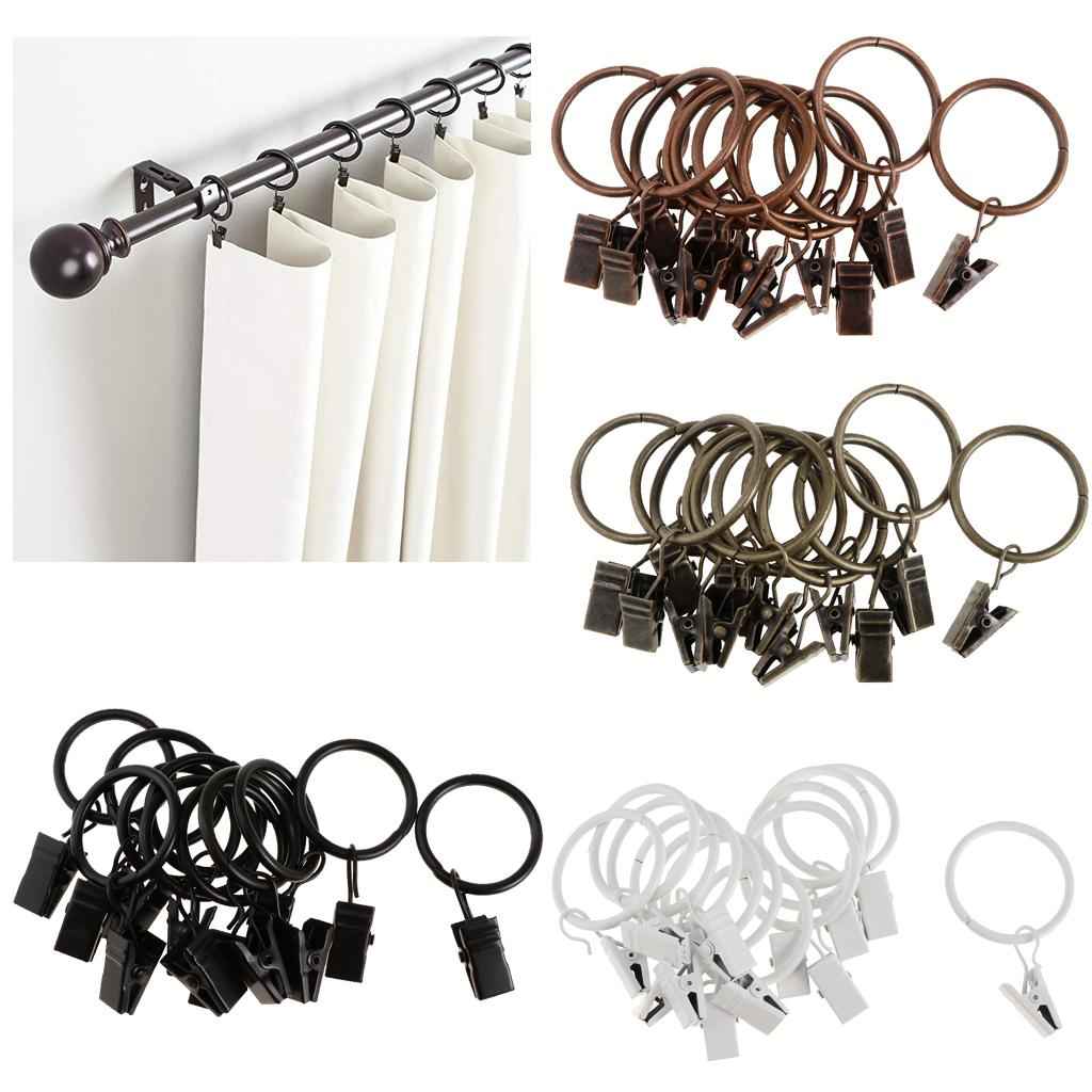 12 Pieces Metal Curtains Drapery Rings with Clips Bronze 32mm