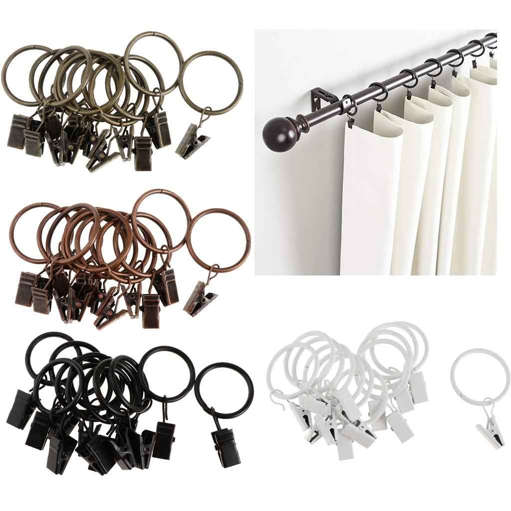 12 Pieces Metal Curtains Drapery Rings with Clips Bronze 32mm