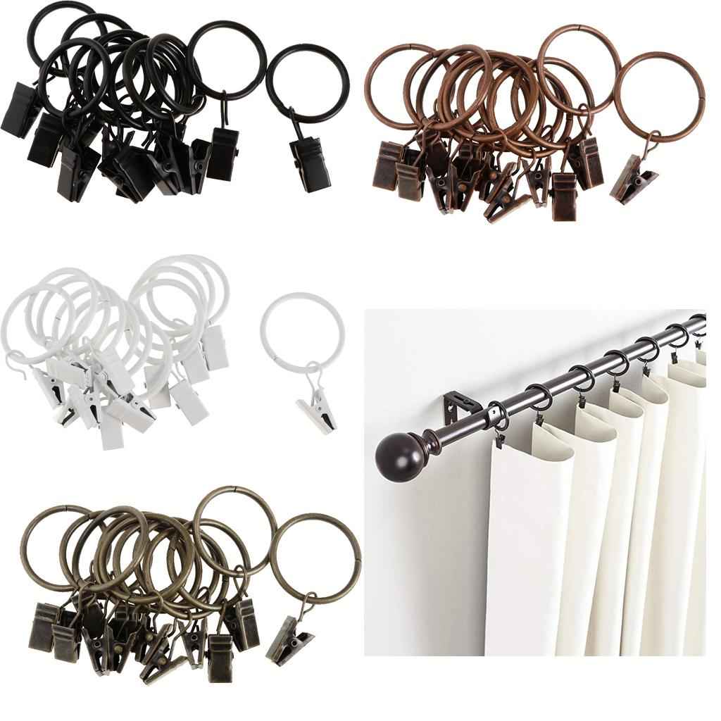 12 Pieces Metal Curtains Drapery Rings with Clips Bronze 32mm
