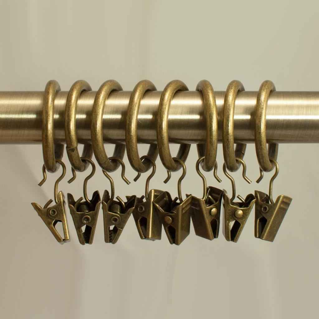 12 Pieces Metal Curtains Drapery Rings with Clips Bronze 32mm
