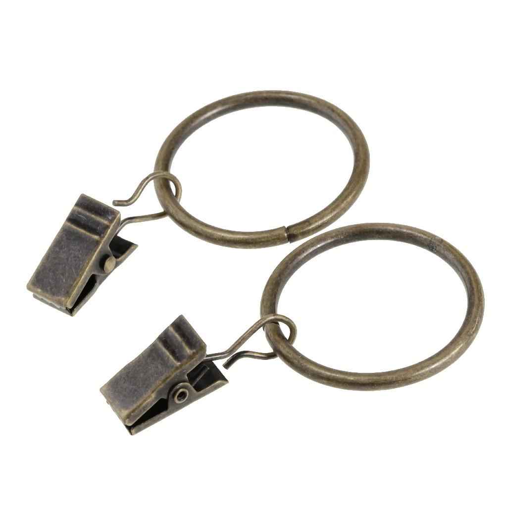 12 Pieces Metal Curtains Drapery Rings with Clips Bronze 32mm