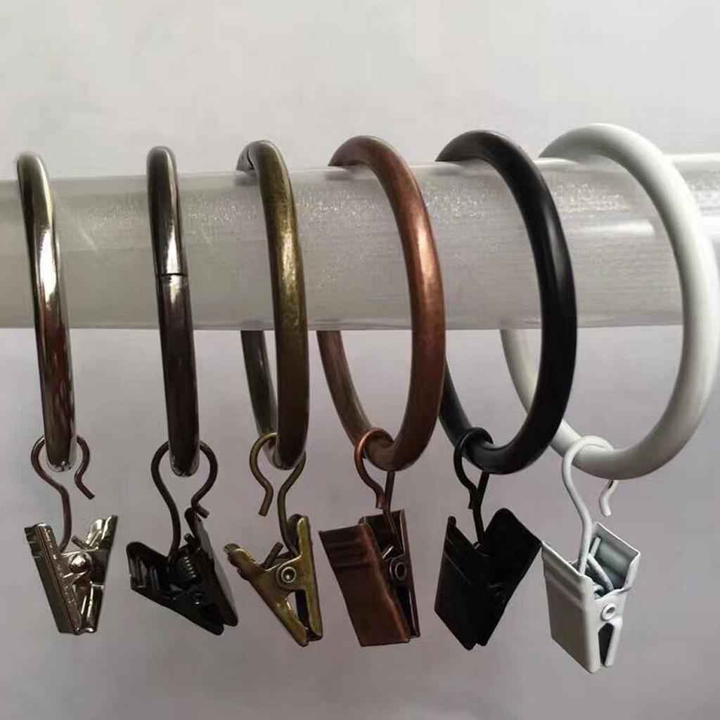 12 Pieces Metal Curtains Drapery Rings with Clips Bronze 25mm
