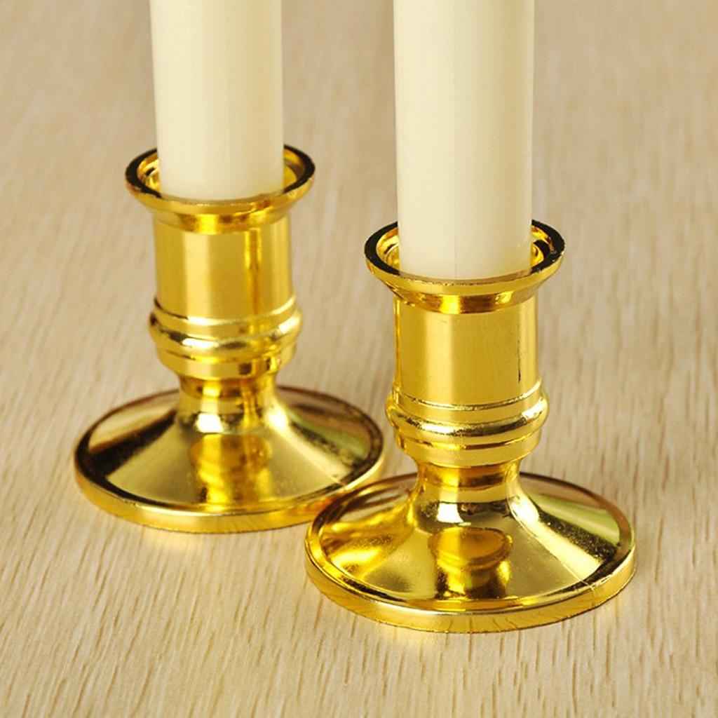 2pcs Warm LED Candle Romantic Swing Flame Real Candles Home Wedding Gold B