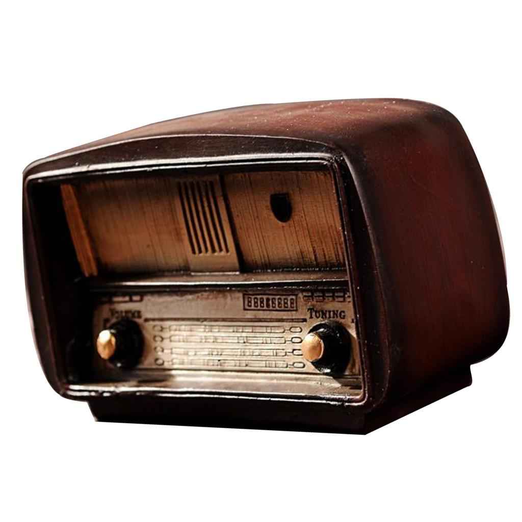 Vintage Style Resin Radio Crafts for Living Room Office Gallery Brown
