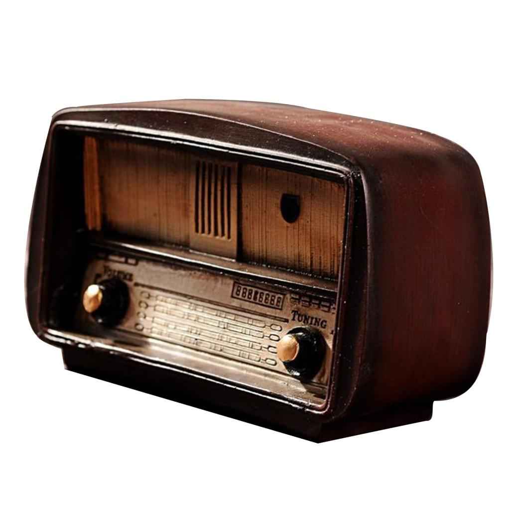 Vintage Style Resin Radio Crafts for Living Room Office Gallery Brown