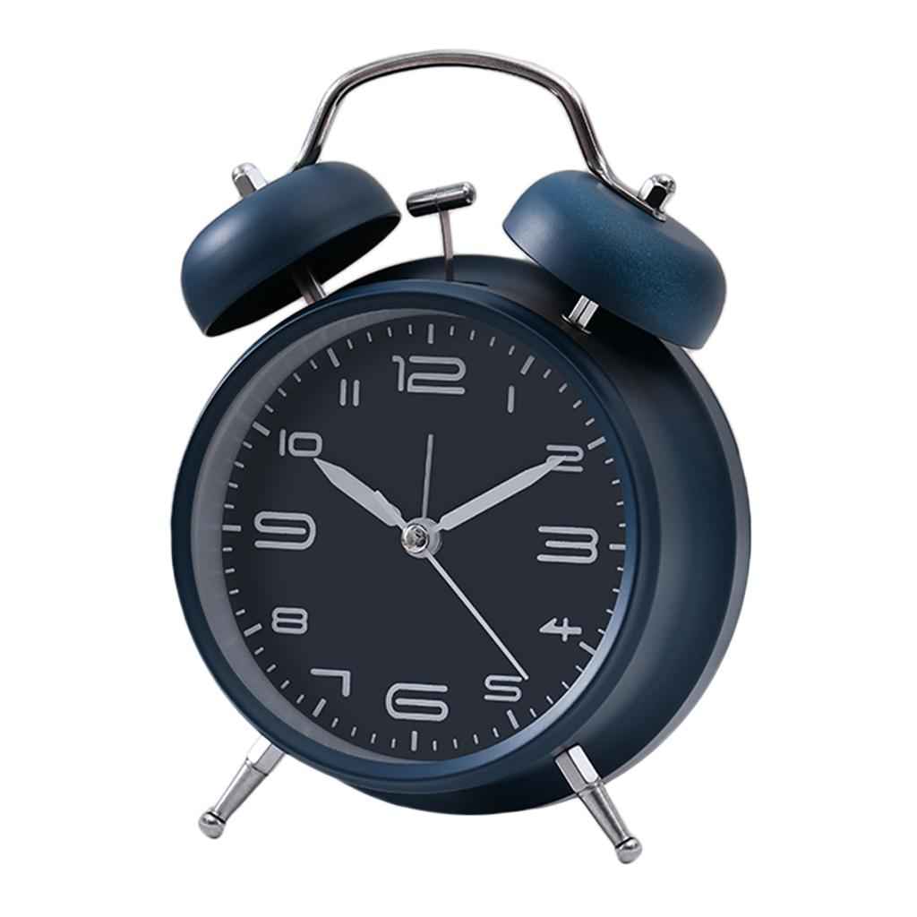 Creative Metal Alarm Clock Wind Up Mechanical Alarm Bell Dark Blue
