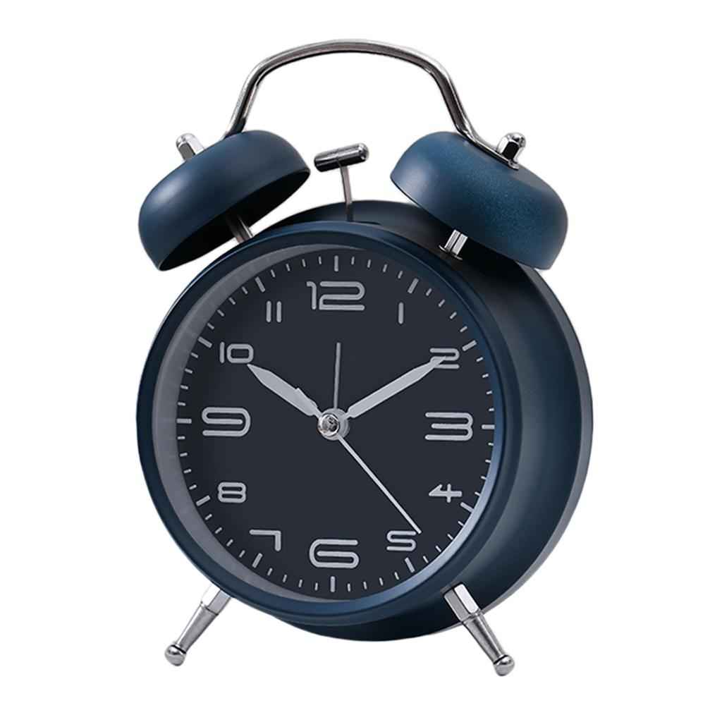Creative Metal Alarm Clock Wind Up Mechanical Alarm Bell Dark Blue