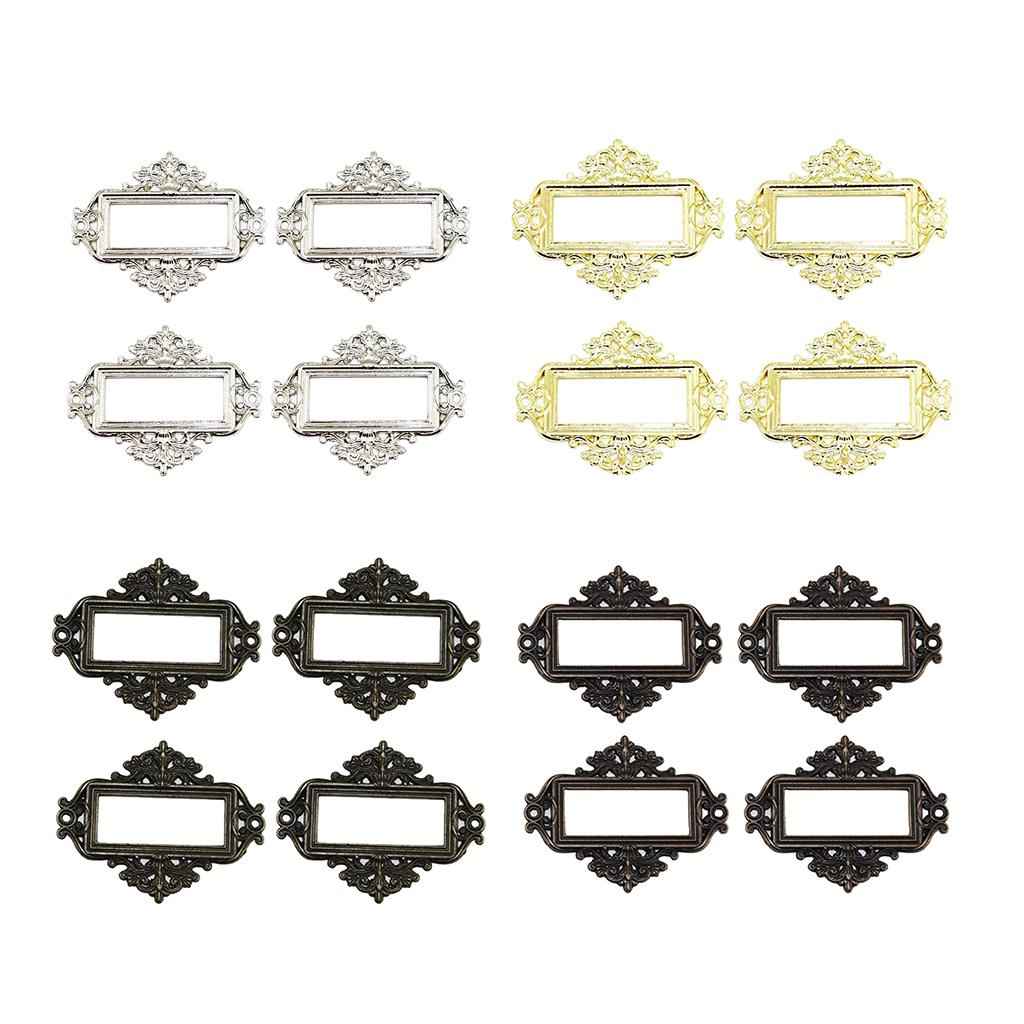 4x Home Cabinet Drawer Frame Label Tag File Name Card Holder Silver