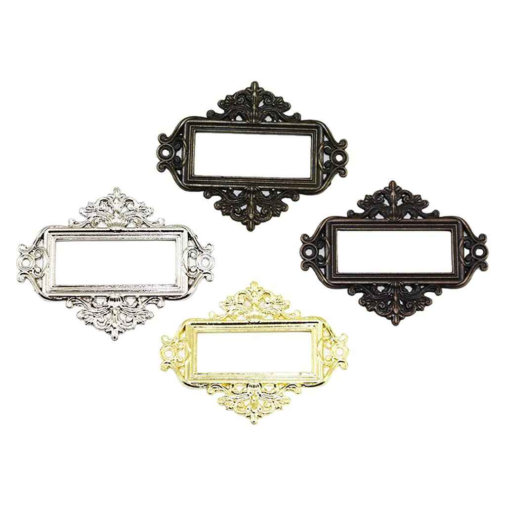 4x Home Cabinet Drawer Frame Label Tag File Name Card Holder Silver