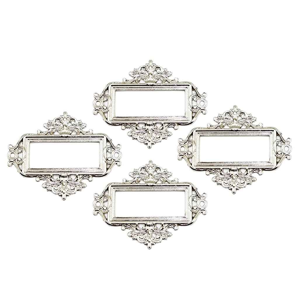 4x Home Cabinet Drawer Frame Label Tag File Name Card Holder Silver