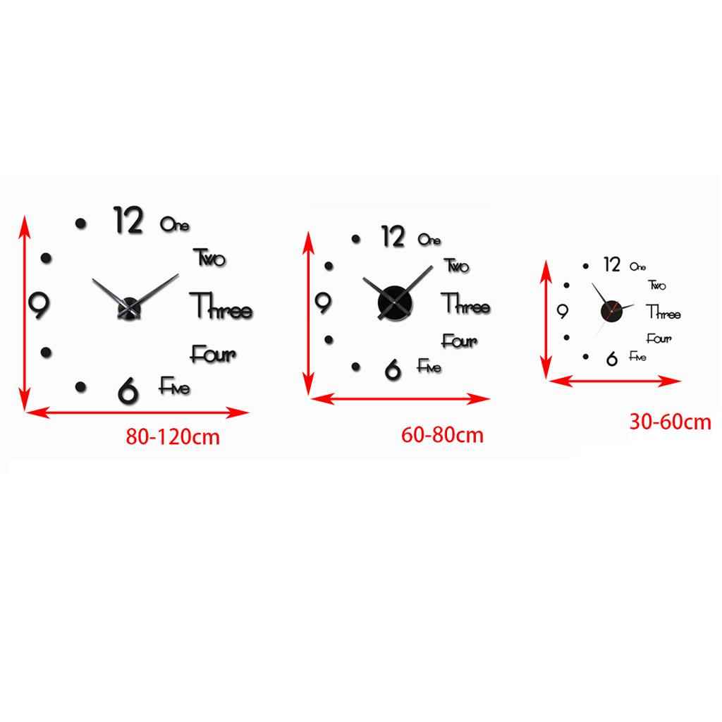 DIY Large Wall Clock Modern 3D Wall Sticker Clock Silent Living Room Decor L